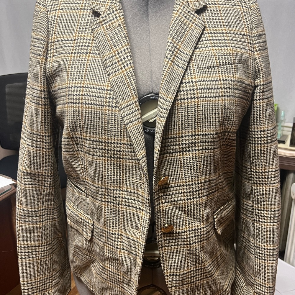 J Crew Collection wool plaid tweedy schoolboy blazer